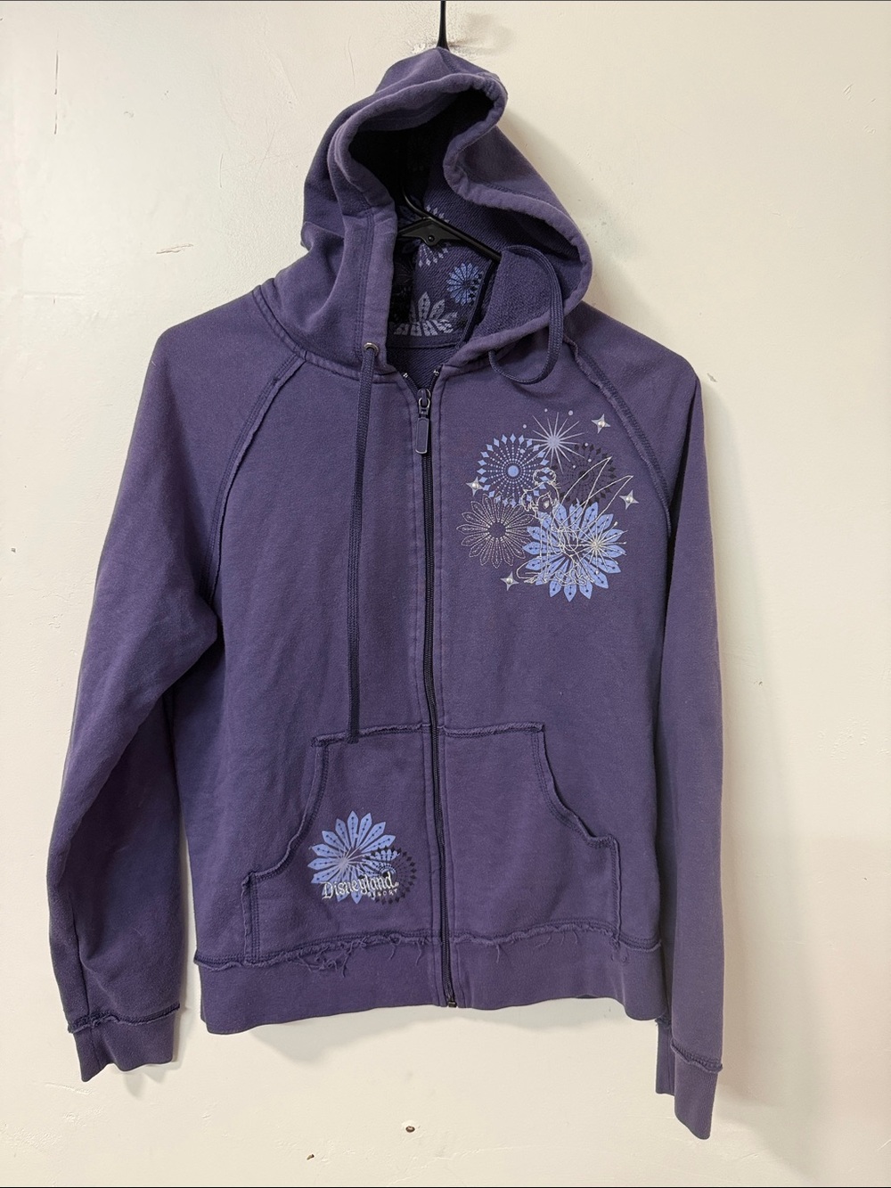 Tinkerbell Y2K Disney parks Purple Floral Zip Hoodie with Pocket